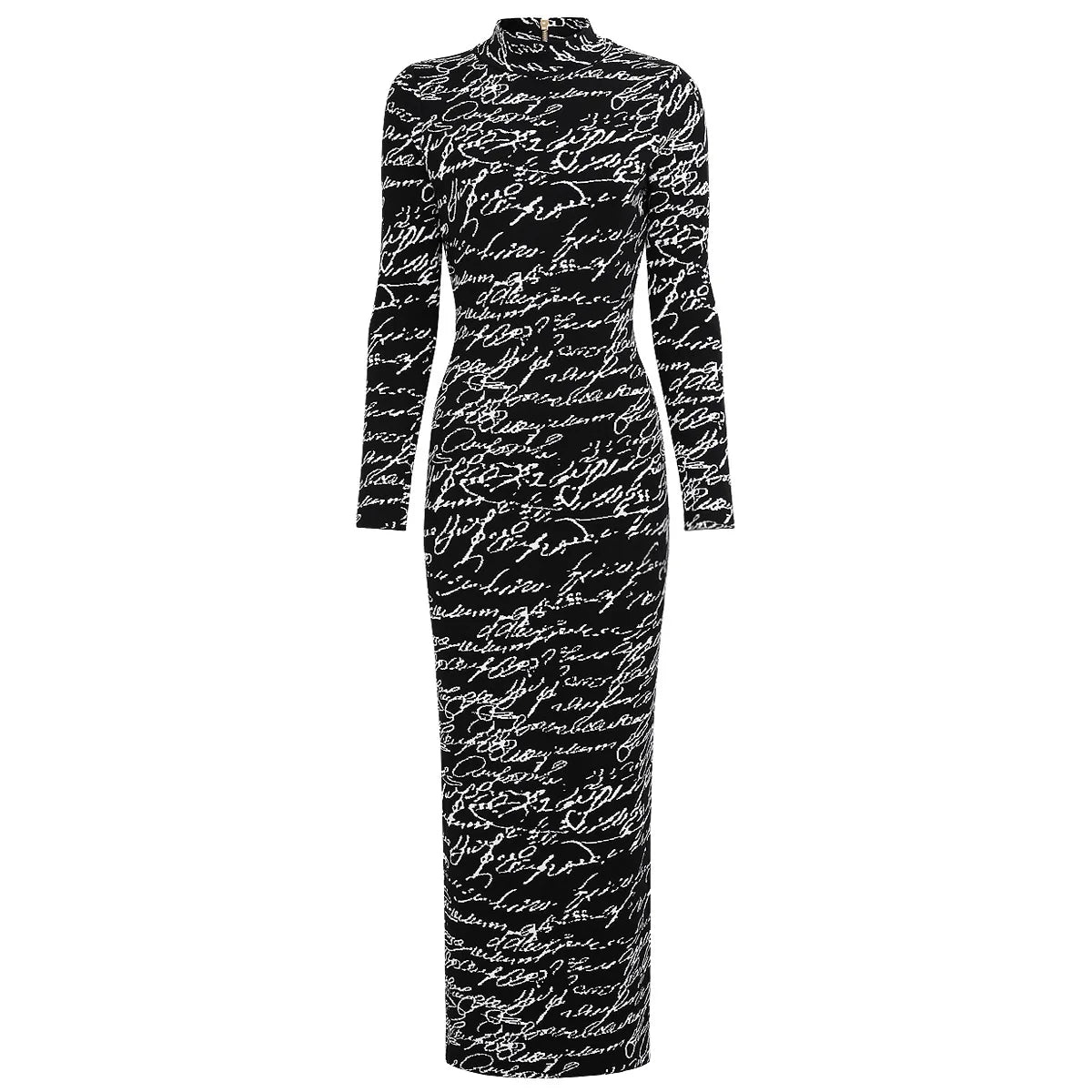 Hit Color Slimming Temperament Dresses For 2025 Women Half High Collar Long Sleeve High Waist Minimalist Dress Female Fashion
