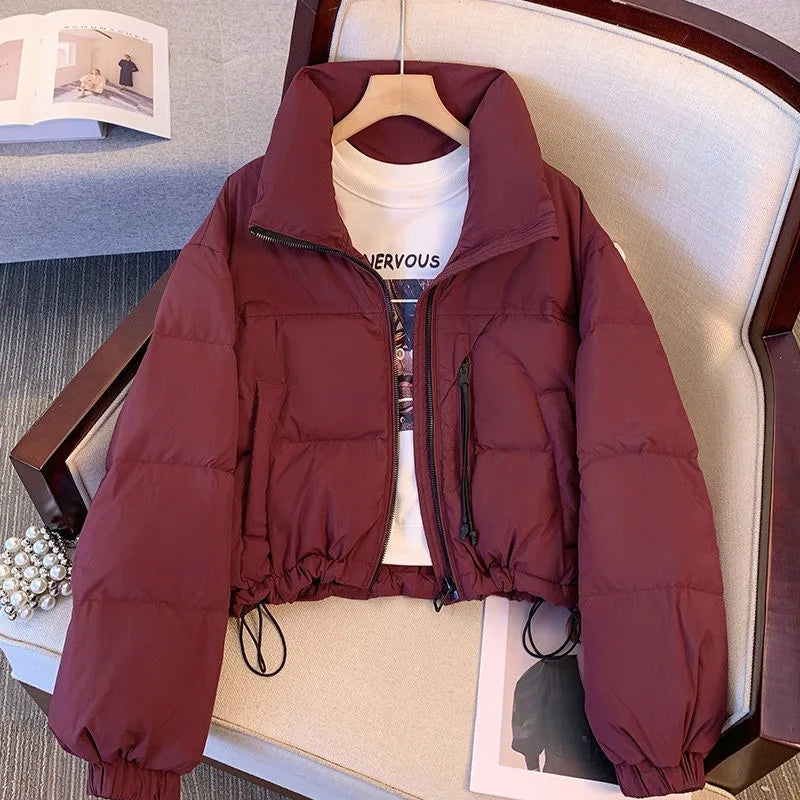 Women's Short Loose Thickened Cotton Jacket Stand Collar Fashion Autumn Winter Warm Cotton-padded Jackets Outerwear Bread Style