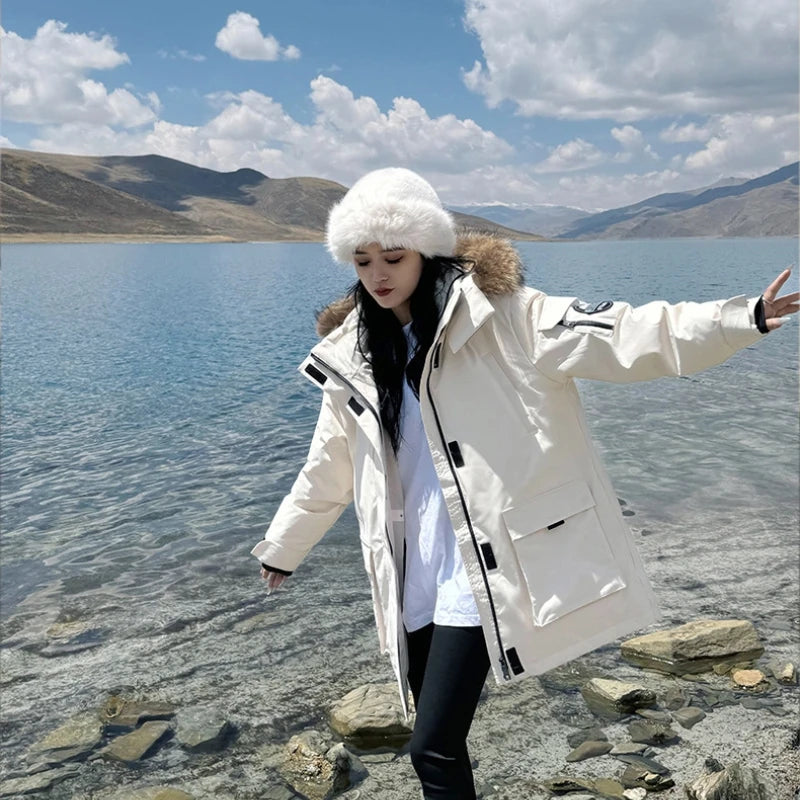 Winter Jackets Women Clothing Solid Windproof Puffer Jacket Long Sleeve Hooded Parkas Warm Thick Outdoor Outerwear Couple Coat