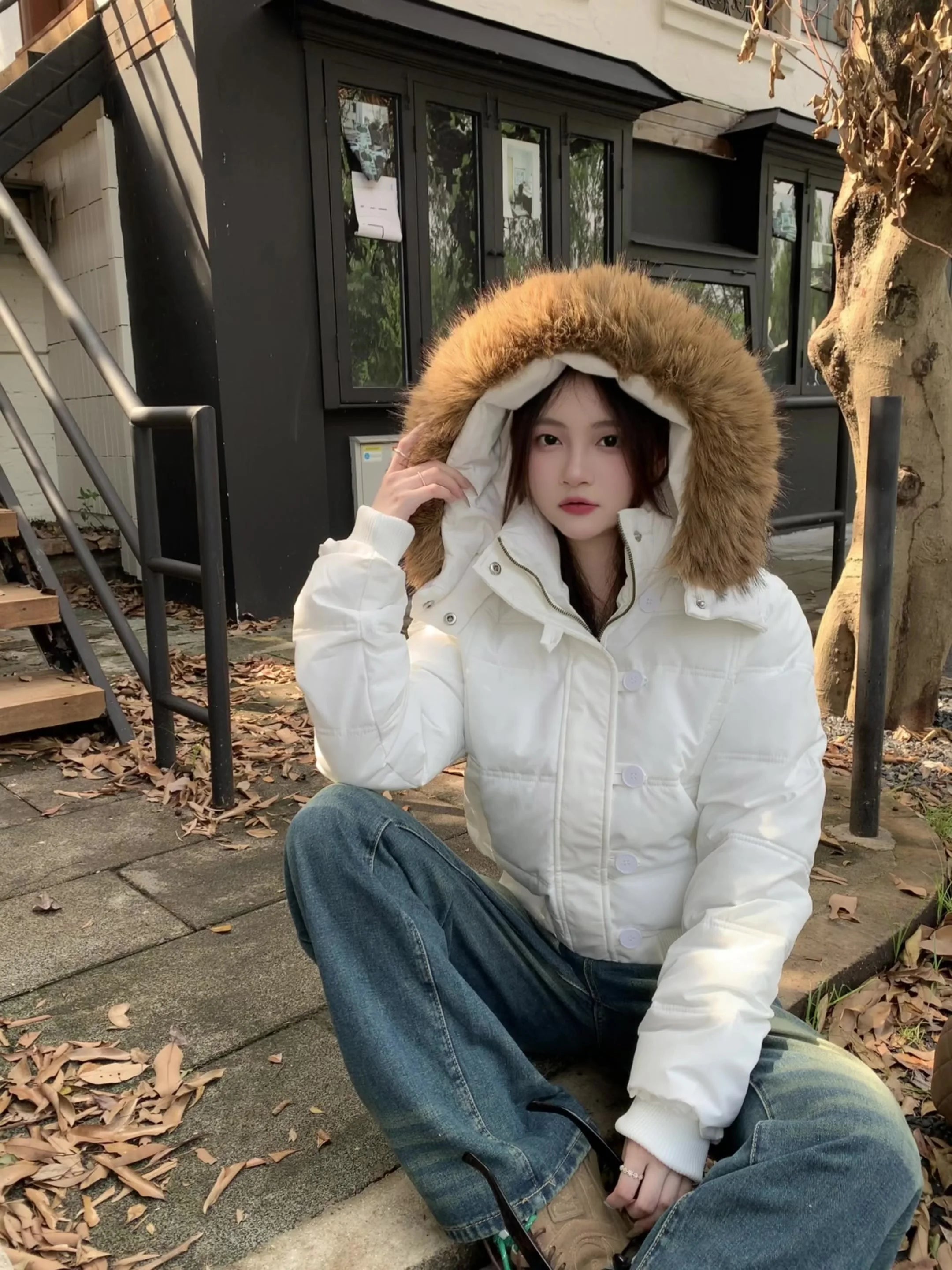2025 New Winter Jacket Women Faux Fur Hooded Parka Coats Female Long Sleeve Zipper Thick Warm Snow Wear Jacket Coat Tops