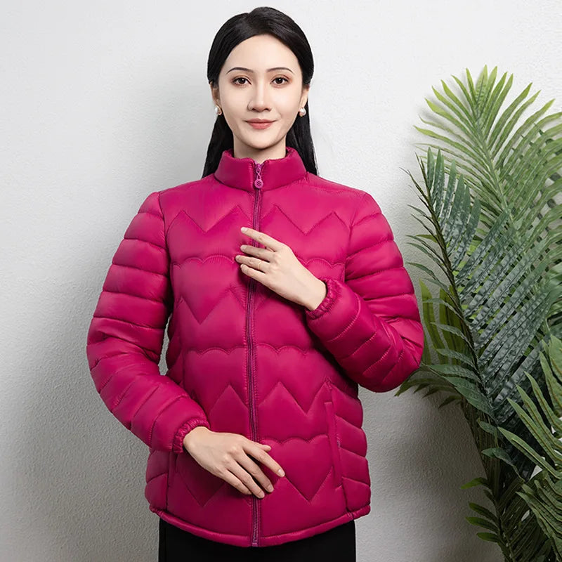 2025 New Winter Short Standing Collar Cotton-padded Jacket Loose Lightweight Warm Parkas Casual Pockets Cotton Coats Women's