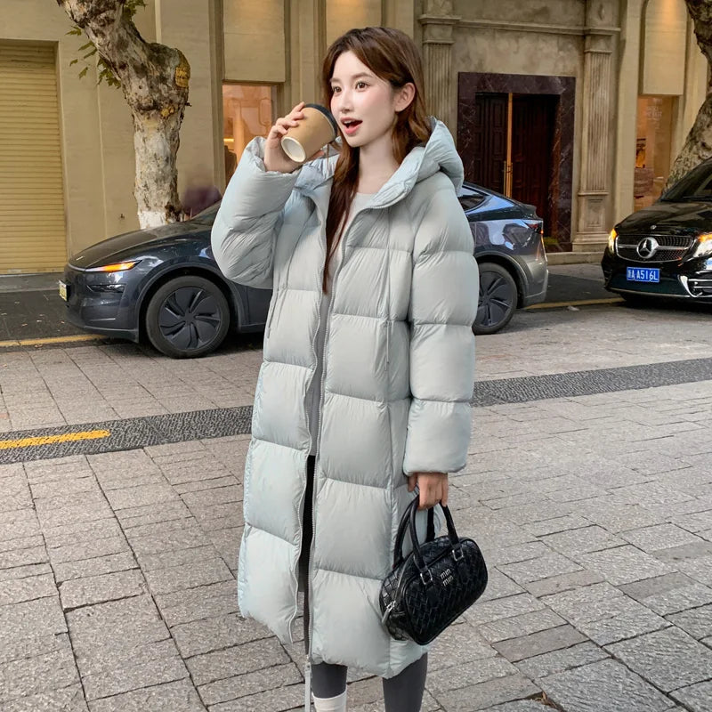 Women Hooded Down Cotton Jacket 2025 Winter New High-End Mid-length Fashion Hooded Suit Loose Cotton-padded Jacket Coat Female