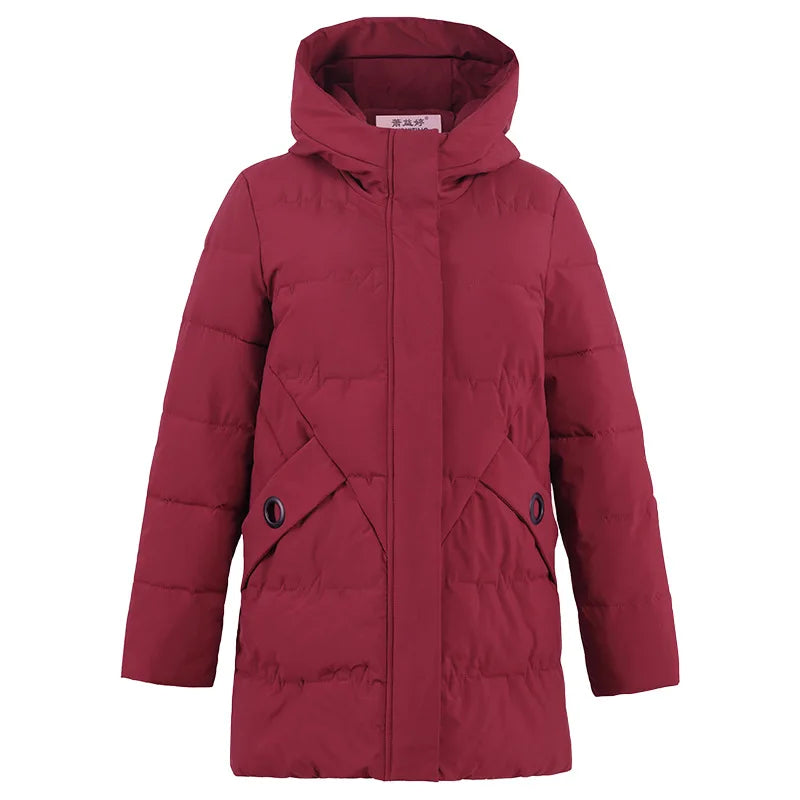 Winter Coat Women Hooded Down and Cotton Jacket Medium and Long Styles Loose and Comfortable Thin Keep Warm Temperament