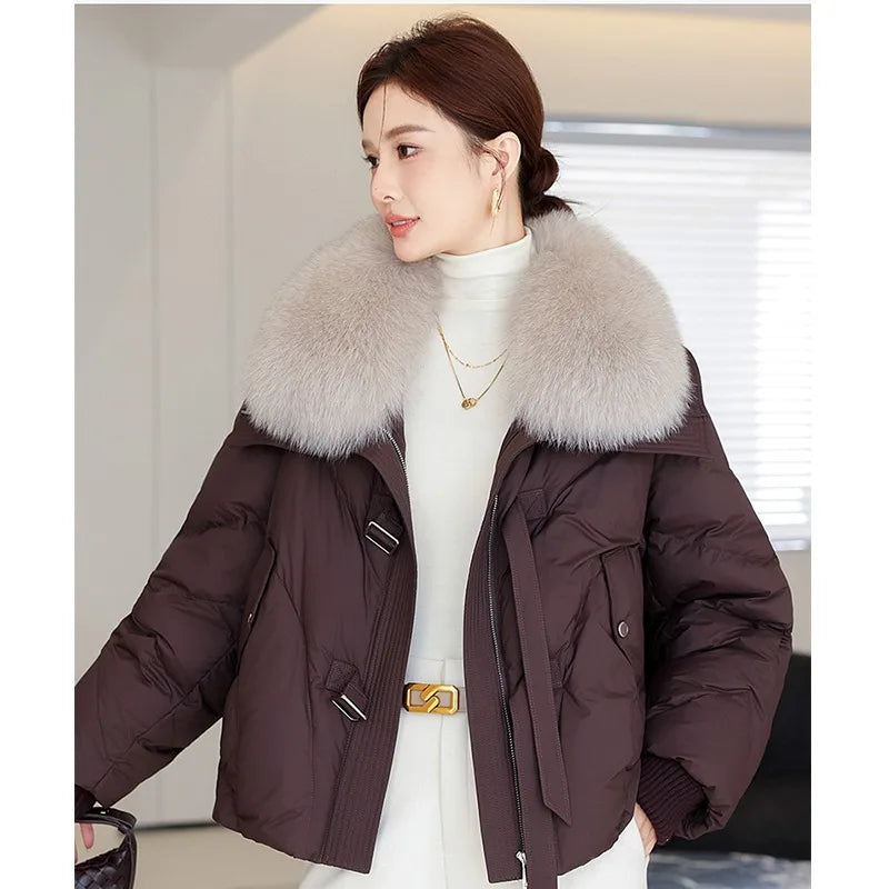 Women's Down Cotton Jacket Winter Thickened Warm Stand Collar Retro Zipper Casual Loose Coat Long Sleeve Jacket Outerwear