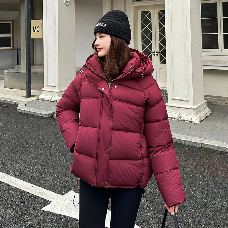 2025 Winter New Product Women's Fashion Casual Loose Windproof Warm Hooded Short Cotton Jacket Long Sleeve Jackets Trendy