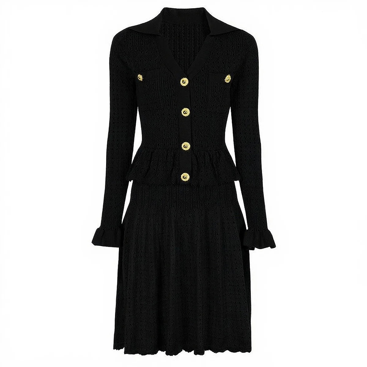 Europe and America 2025 Summer Elegant Lady Knitted Single Breasted Dresses Women Solid V-Neck Button Party Female Vestidos