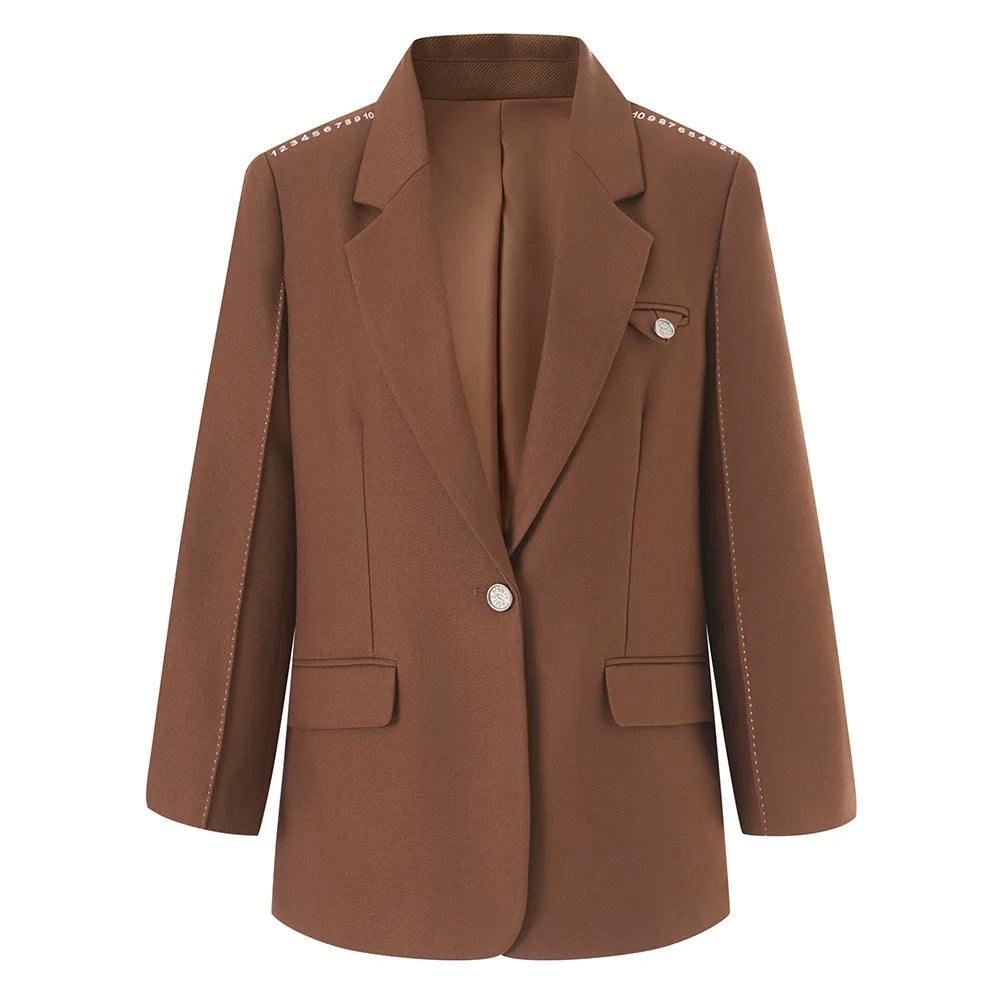 2025 Women Jacket Autumn New Mid-length Solid Color Commuter All-match Elegant Fashion Casual Long Sleeve Coat Suit for Female