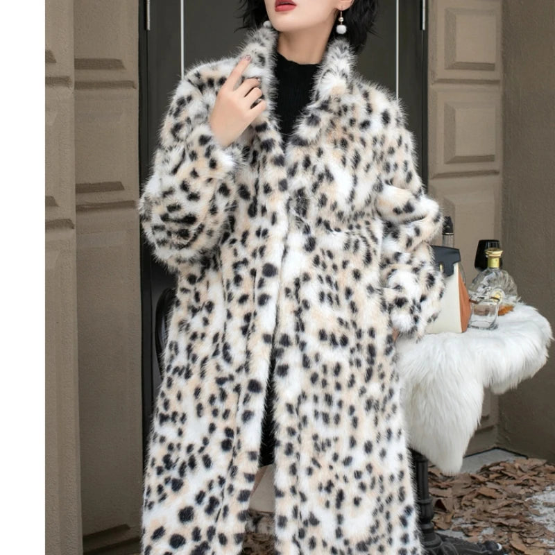Winter Artificial Fur Coat 2025 Woman New in Coats Autumn Fur Plush Fluffy Jacket Warm Leopard Print Fur Coat Outerwea