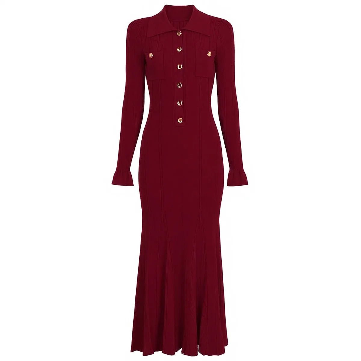 New Spring Summer Sexy Long-sleeved Knitted Dress Turn-Down Collar High Waist Skirt Color Block Design Korean Mini Dresses